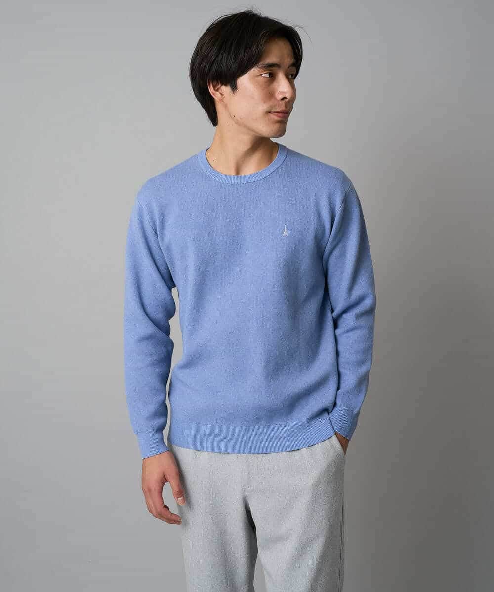 KHFAD40049 a.v.v MEN(アー・ヴェ・ヴェ) 【洗濯機で洗える】ジャカードクルーネックニット ラベンダー