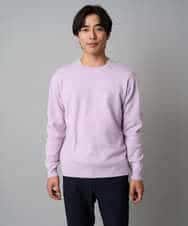 KHFAD40049 a.v.v MEN(アー・ヴェ・ヴェ) 【洗濯機で洗える】ジャカードクルーネックニット ラベンダー