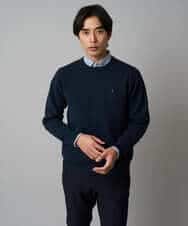 KHFAD40049 a.v.v MEN(アー・ヴェ・ヴェ) 【洗濯機で洗える】ジャカードクルーネックニット ラベンダー