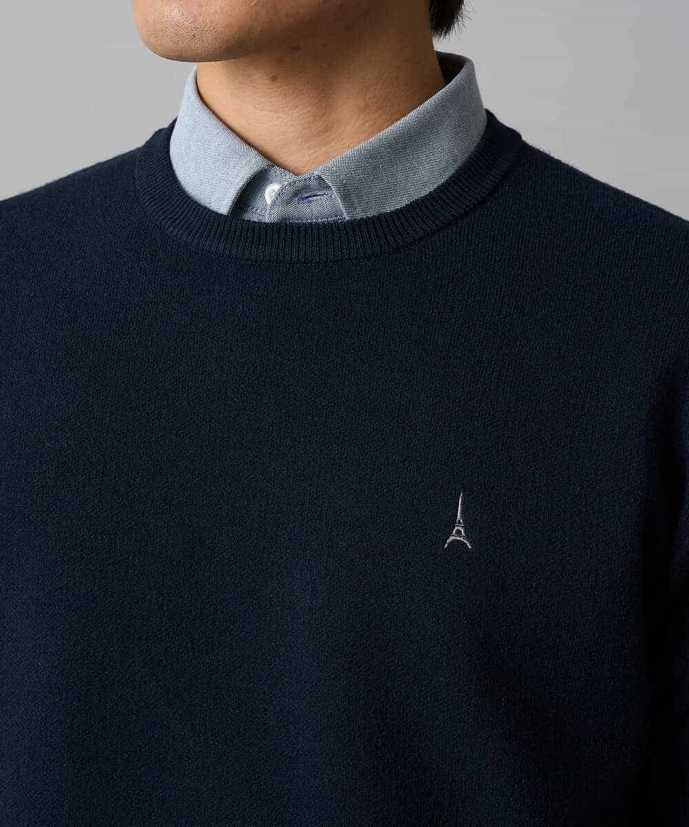 KHFAD40049 a.v.v MEN(アー・ヴェ・ヴェ) 【洗濯機で洗える】ジャカードクルーネックニット ラベンダー