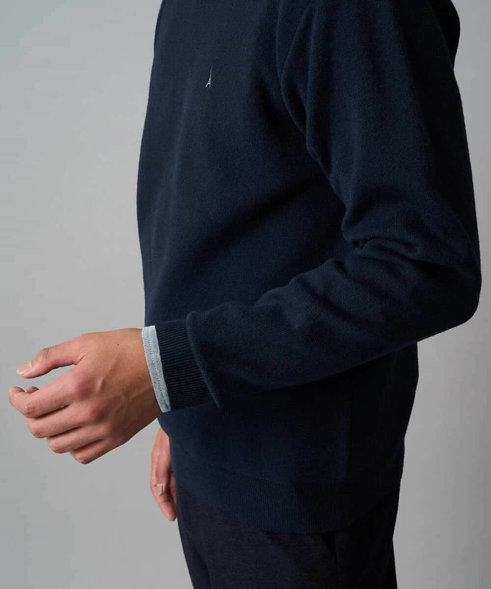 KHFAD40049 a.v.v MEN(アー・ヴェ・ヴェ) 【洗濯機で洗える】ジャカードクルーネックニット ラベンダー