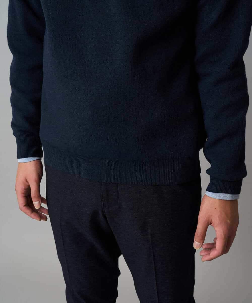 KHFAD40049 a.v.v MEN(アー・ヴェ・ヴェ) 【洗濯機で洗える】ジャカードクルーネックニット ラベンダー