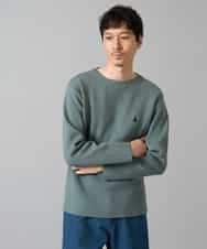 KHFAD60049 a.v.v MEN(アー・ヴェ・ヴェ) 【洗濯機で洗える】ワンポイント刺繍ボートネックニット グリーン