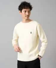 KHFAD60049 a.v.v MEN(アー・ヴェ・ヴェ) 【洗濯機で洗える】ワンポイント刺繍ボートネックニット アイボリー