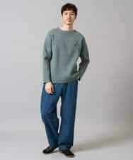 KHFAD60049 a.v.v MEN(アー・ヴェ・ヴェ) 【洗濯機で洗える】ワンポイント刺繍ボートネックニット アイボリー