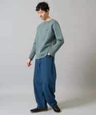 KHFAD60049 a.v.v MEN(アー・ヴェ・ヴェ) 【洗濯機で洗える】ワンポイント刺繍ボートネックニット アイボリー