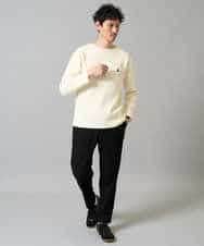 KHFAD60049 a.v.v MEN(アー・ヴェ・ヴェ) 【洗濯機で洗える】ワンポイント刺繍ボートネックニット アイボリー