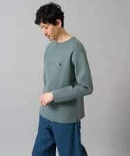 KHFAD60049 a.v.v MEN(アー・ヴェ・ヴェ) 【洗濯機で洗える】ワンポイント刺繍ボートネックニット アイボリー