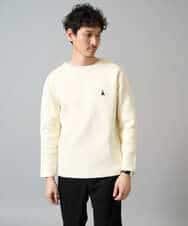 KHFAD60049 a.v.v MEN(アー・ヴェ・ヴェ) 【洗濯機で洗える】ワンポイント刺繍ボートネックニット アイボリー