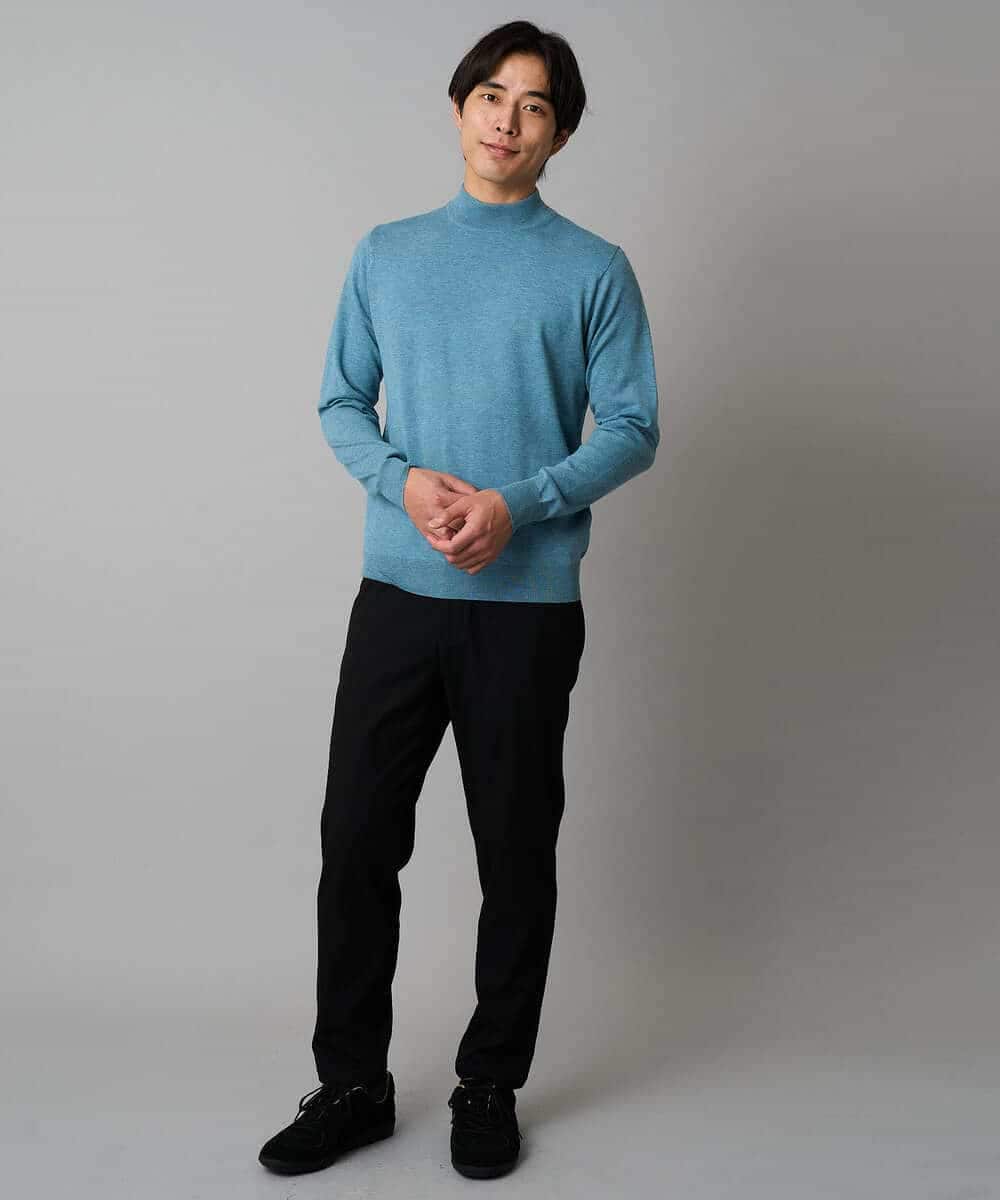 KHFAD70059 a.v.v MEN(アー・ヴェ・ヴェ) 【洗える】14ゲージスマートモックネックニット〈ON/OFF SERIES〉 ブラック