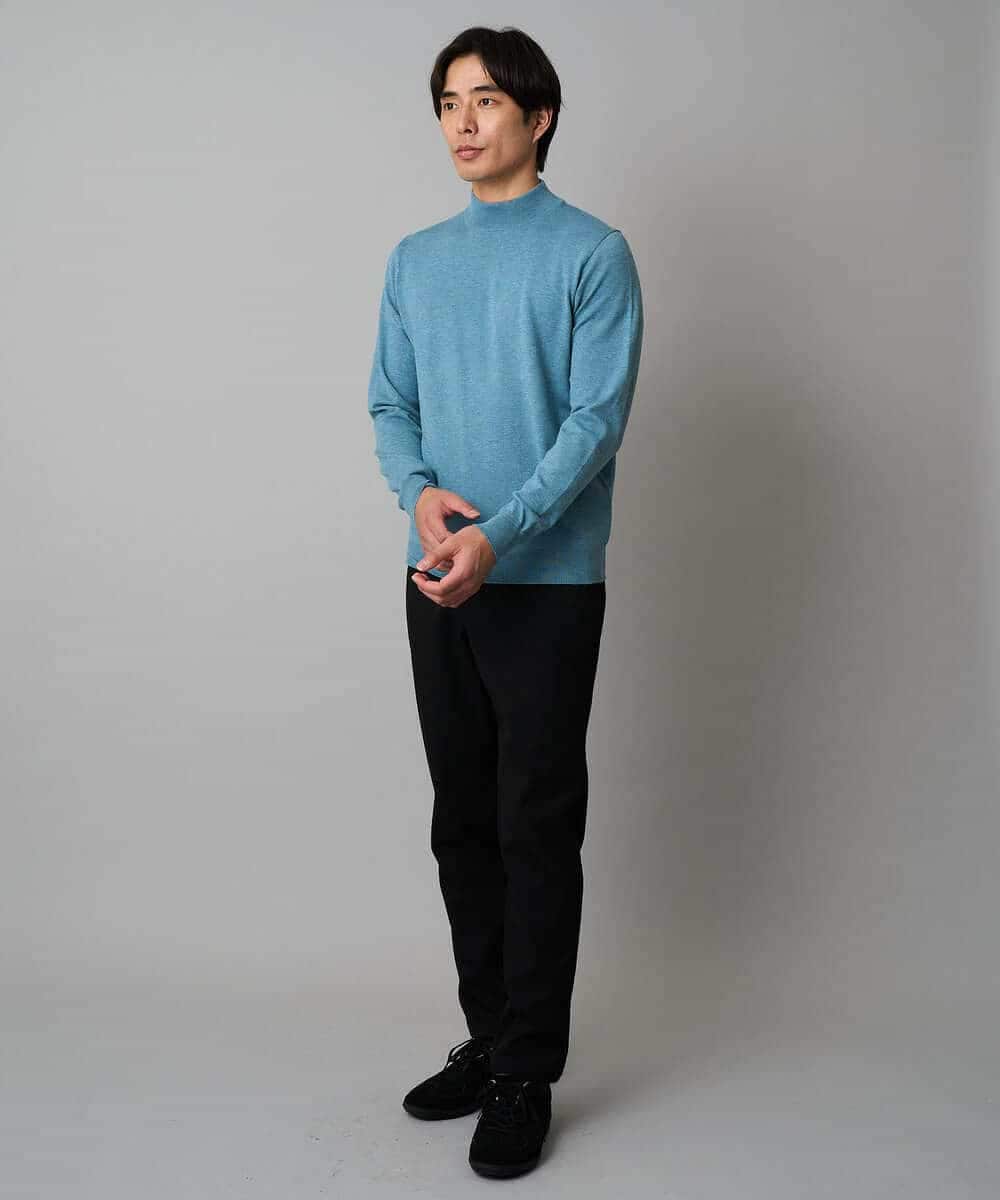 KHFAD70059 a.v.v MEN(アー・ヴェ・ヴェ) 【洗える】14ゲージスマートモックネックニット〈ON/OFF SERIES〉 ブラック