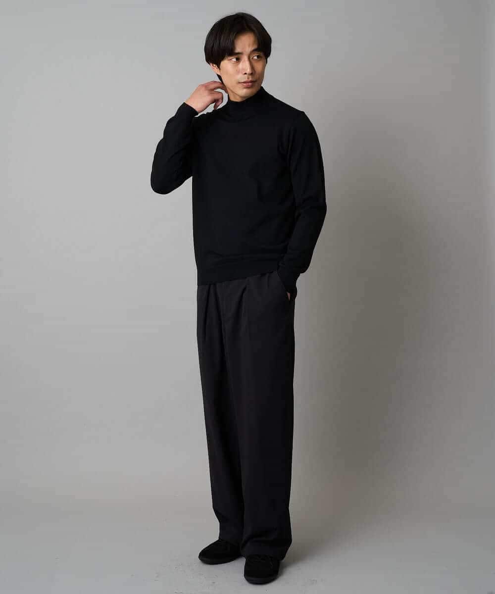 KHFAD70059 a.v.v MEN(アー・ヴェ・ヴェ) 【洗える】14ゲージスマートモックネックニット〈ON/OFF SERIES〉 ブラック