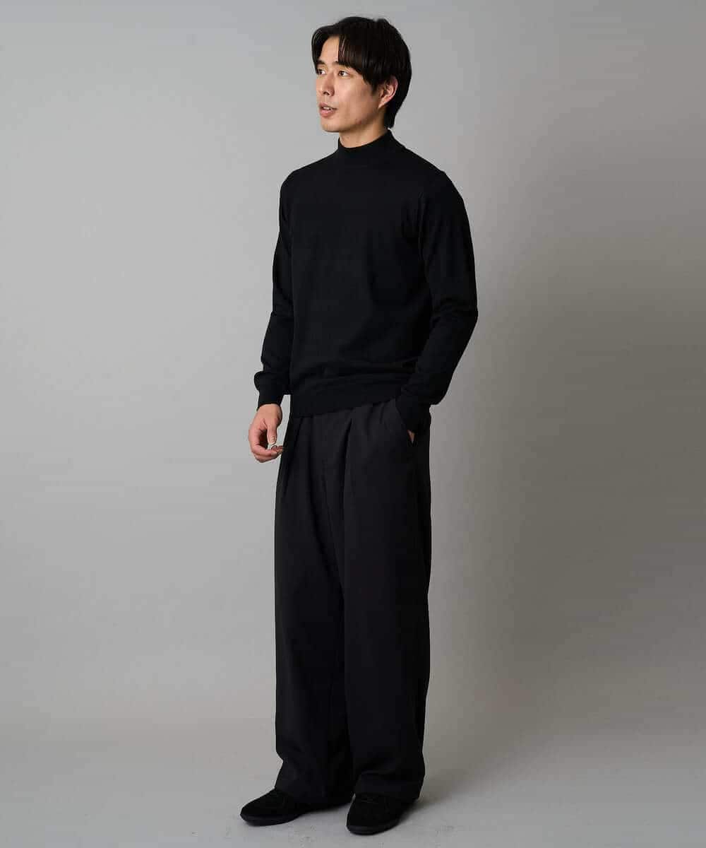 KHFAD70059 a.v.v MEN(アー・ヴェ・ヴェ) 【洗える】14ゲージスマートモックネックニット〈ON/OFF SERIES〉 ブラック