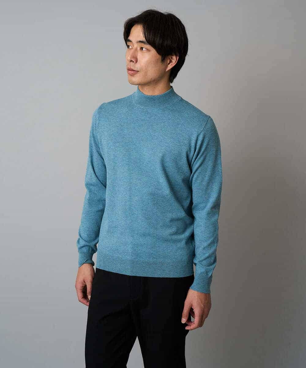 KHFAD70059 a.v.v MEN(アー・ヴェ・ヴェ) 【洗える】14ゲージスマートモックネックニット〈ON/OFF SERIES〉 ブラック