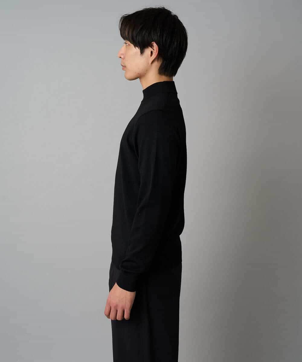 KHFAD70059 a.v.v MEN(アー・ヴェ・ヴェ) 【洗える】14ゲージスマートモックネックニット〈ON/OFF SERIES〉 ブラック