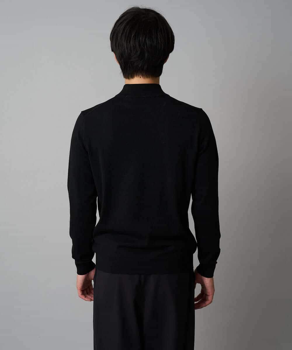 KHFAD70059 a.v.v MEN(アー・ヴェ・ヴェ) 【洗える】14ゲージスマートモックネックニット〈ON/OFF SERIES〉 ブラック