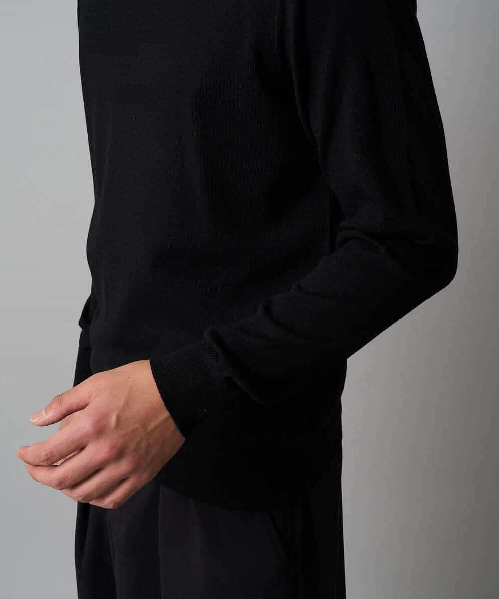 KHFAD70059 a.v.v MEN(アー・ヴェ・ヴェ) 【洗える】14ゲージスマートモックネックニット〈ON/OFF SERIES〉 ブラック