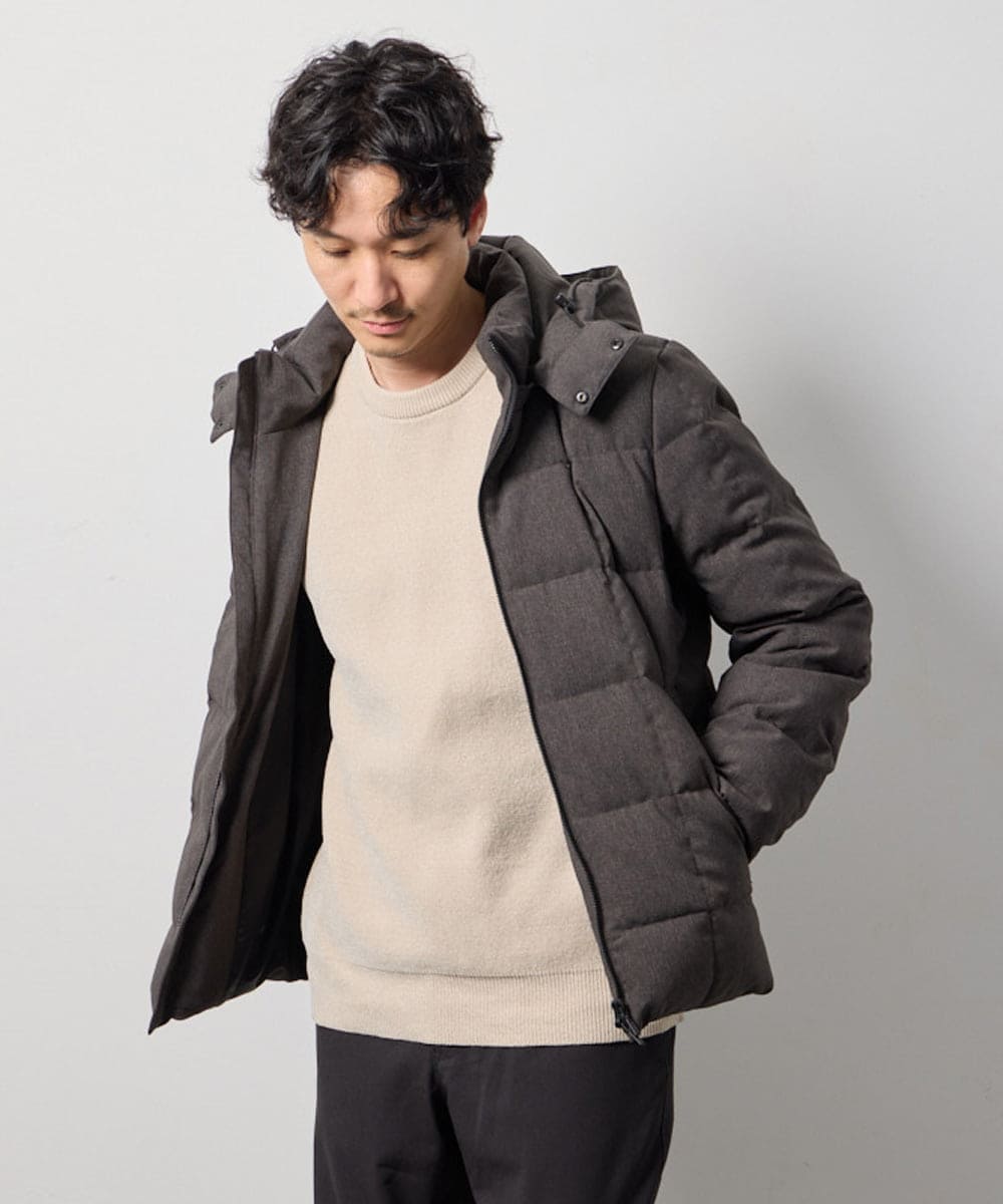 KHFAG02059 a.v.v MEN(アー・ヴェ・ヴェ) 【洗濯機で洗える】モールバックボーダークルーネックニット ダークグレー