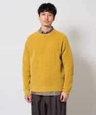 KHFAG02059 a.v.v MEN(アー・ヴェ・ヴェ) 【洗濯機で洗える】モールバックボーダークルーネックニット イエロー