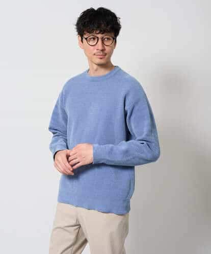 KHFAG02059 a.v.v MEN 【洗濯機で洗える】モールバックボーダークルーネックニット