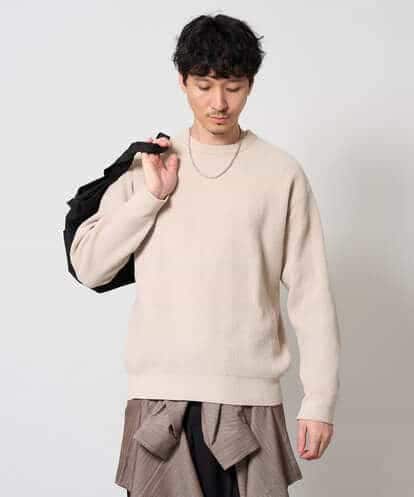 KHFAG02059 a.v.v MEN 【洗濯機で洗える】モールバックボーダークルーネックニット