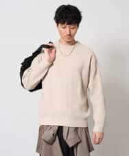 KHFAG02059 a.v.v MEN(アー・ヴェ・ヴェ) 【洗濯機で洗える】モールバックボーダークルーネックニット アイボリー
