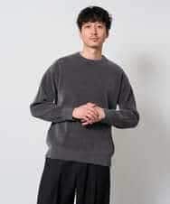KHFAG02059 a.v.v MEN(アー・ヴェ・ヴェ) 【洗濯機で洗える】モールバックボーダークルーネックニット ダークグレー