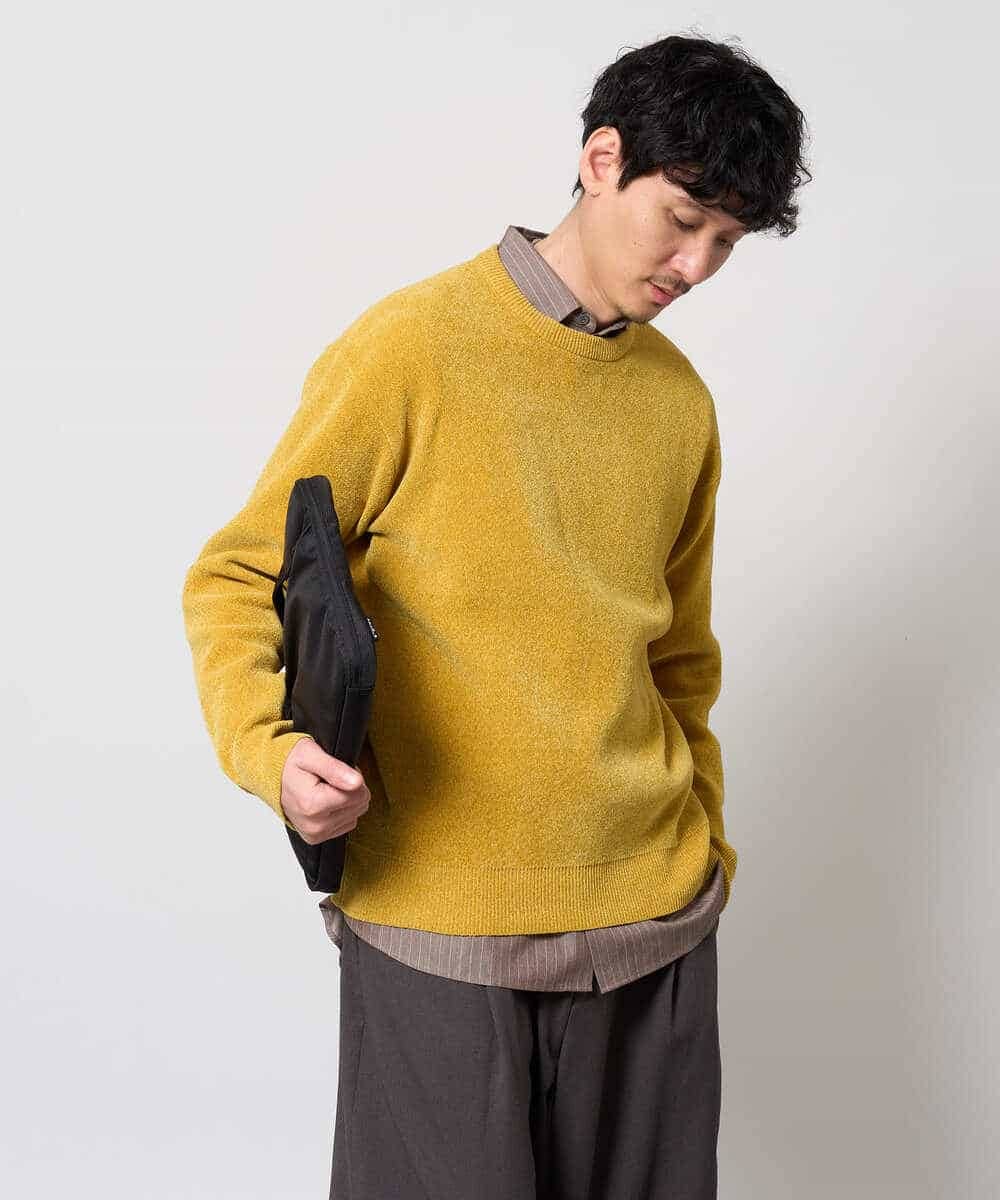 KHFAG02059 a.v.v MEN(アー・ヴェ・ヴェ) 【洗濯機で洗える】モールバックボーダークルーネックニット ダークグレー