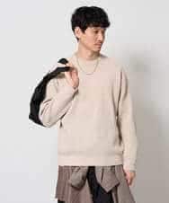 KHFAG02059 a.v.v MEN(アー・ヴェ・ヴェ) 【洗濯機で洗える】モールバックボーダークルーネックニット ダークグレー