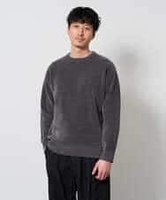 KHFAG02059 a.v.v MEN(アー・ヴェ・ヴェ) 【洗濯機で洗える】モールバックボーダークルーネックニット ダークグレー