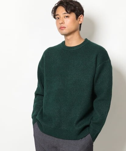 KHFAV20054 a.v.v MEN 【洗濯機で洗える】ダブルジャカードクルーネックニット