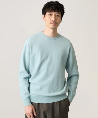 KHFED20059 a.v.v MEN 軽やかに着れる春夏ニット　【洗濯機で洗える】タックメッシュクルーネックニット