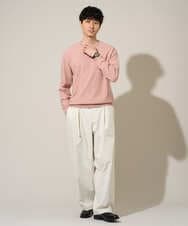 KHFED20059 a.v.v MEN(アー・ヴェ・ヴェ) 【洗濯機で洗える】タックメッシュクルーネックニット ホワイト