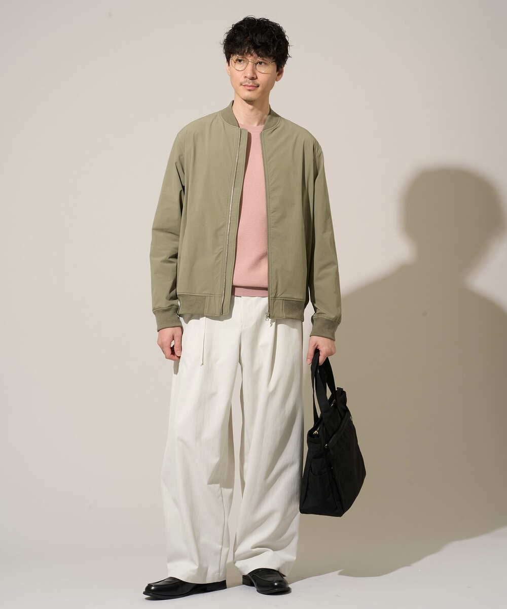 KHFED20059 a.v.v MEN(アー・ヴェ・ヴェ) 【洗濯機で洗える】タックメッシュクルーネックニット ホワイト