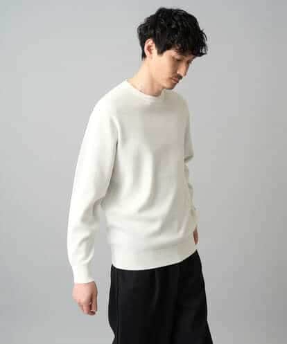 KHFED20059 a.v.v MEN 【洗濯機で洗える】タックメッシュクルーネックニット