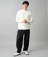 KHFED20059 a.v.v MEN(アー・ヴェ・ヴェ) 【洗濯機で洗える】タックメッシュクルーネックニット ホワイト