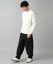 KHFED20059 a.v.v MEN(アー・ヴェ・ヴェ) 【洗濯機で洗える】タックメッシュクルーネックニット ホワイト