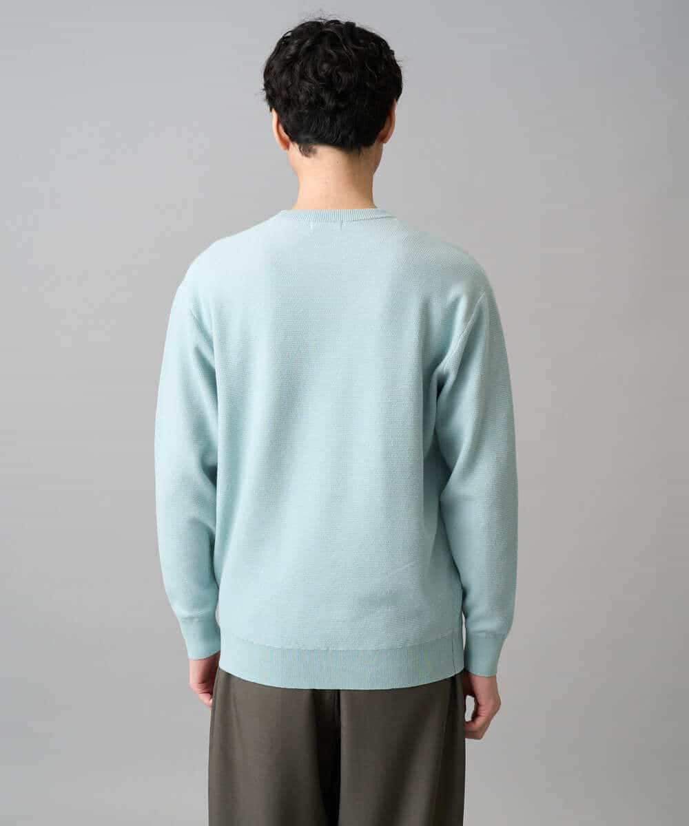 KHFED20059 a.v.v MEN(アー・ヴェ・ヴェ) 【洗濯機で洗える】タックメッシュクルーネックニット ホワイト