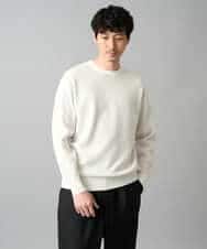 KHFED20059 a.v.v MEN(アー・ヴェ・ヴェ) 【洗濯機で洗える】タックメッシュクルーネックニット ホワイト
