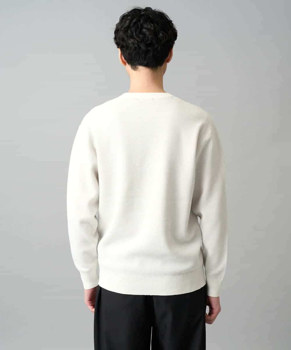 KHFED20059 a.v.v MEN(アー・ヴェ・ヴェ) 【洗濯機で洗える】タックメッシュクルーネックニット ホワイト