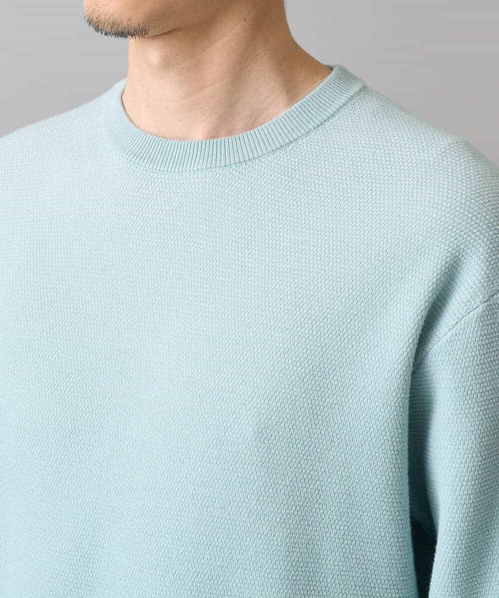 KHFED20059 a.v.v MEN(アー・ヴェ・ヴェ) 【洗濯機で洗える】タックメッシュクルーネックニット ホワイト