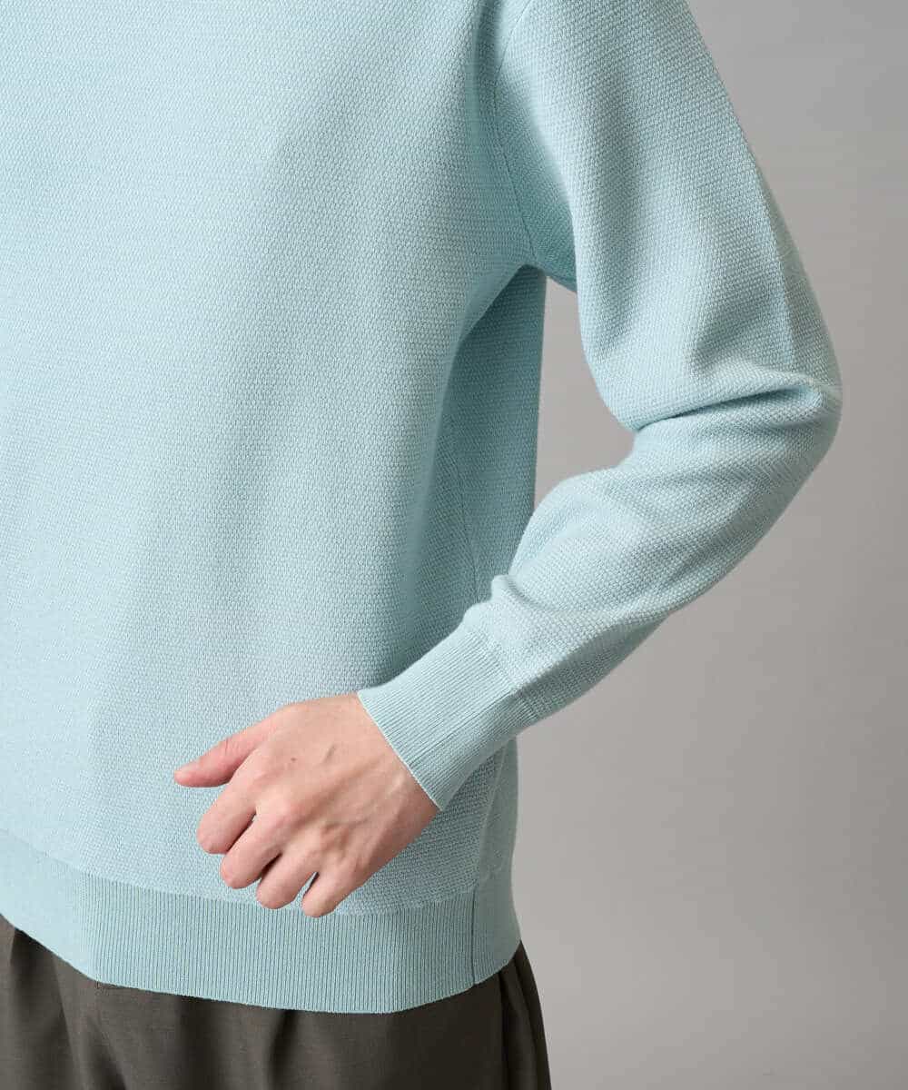 KHFED20059 a.v.v MEN(アー・ヴェ・ヴェ) 【洗濯機で洗える】タックメッシュクルーネックニット ホワイト