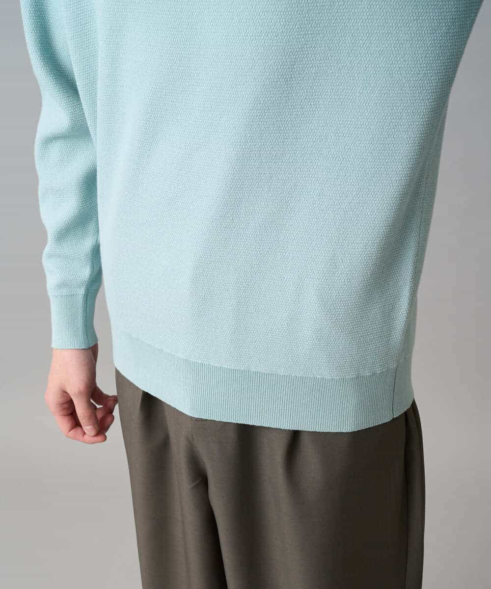 KHFED20059 a.v.v MEN(アー・ヴェ・ヴェ) 【洗濯機で洗える】タックメッシュクルーネックニット ホワイト