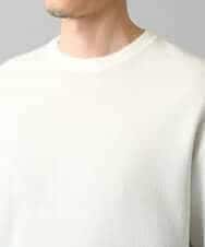 KHFED20059 a.v.v MEN(アー・ヴェ・ヴェ) 【洗濯機で洗える】タックメッシュクルーネックニット ホワイト