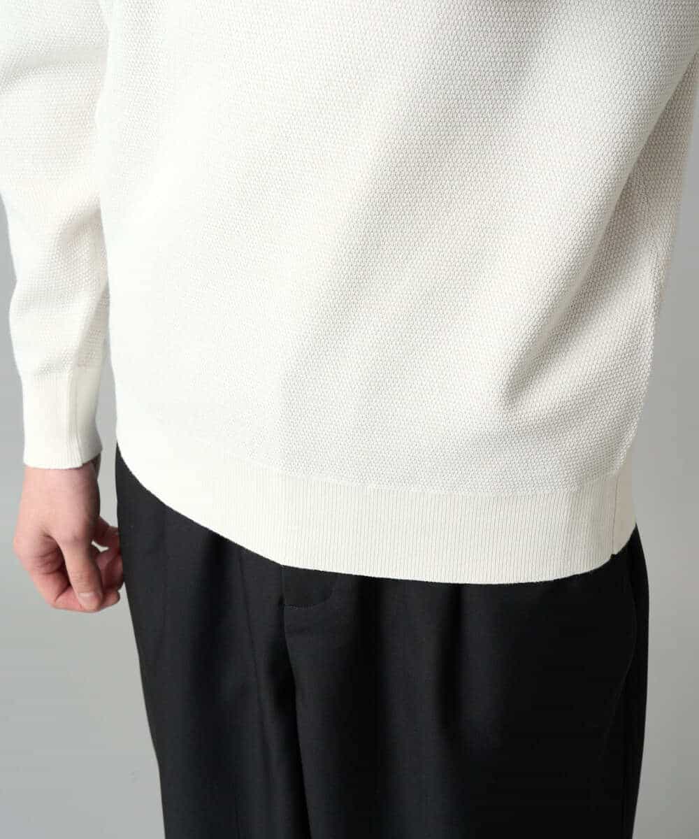 KHFED20059 a.v.v MEN(アー・ヴェ・ヴェ) 【洗濯機で洗える】タックメッシュクルーネックニット ホワイト