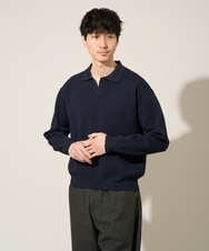 KHFED21069 a.v.v MEN(アー・ヴェ・ヴェ) 【洗濯機で洗える】ポップコーンスキッパーニットポロ ネイビー