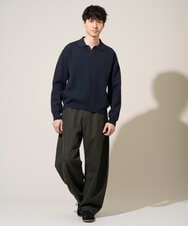 KHFED21069 a.v.v MEN(アー・ヴェ・ヴェ) 【洗濯機で洗える】ポップコーンスキッパーニットポロ ネイビー