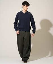 KHFED21069 a.v.v MEN(アー・ヴェ・ヴェ) 【洗濯機で洗える】ポップコーンスキッパーニットポロ ネイビー