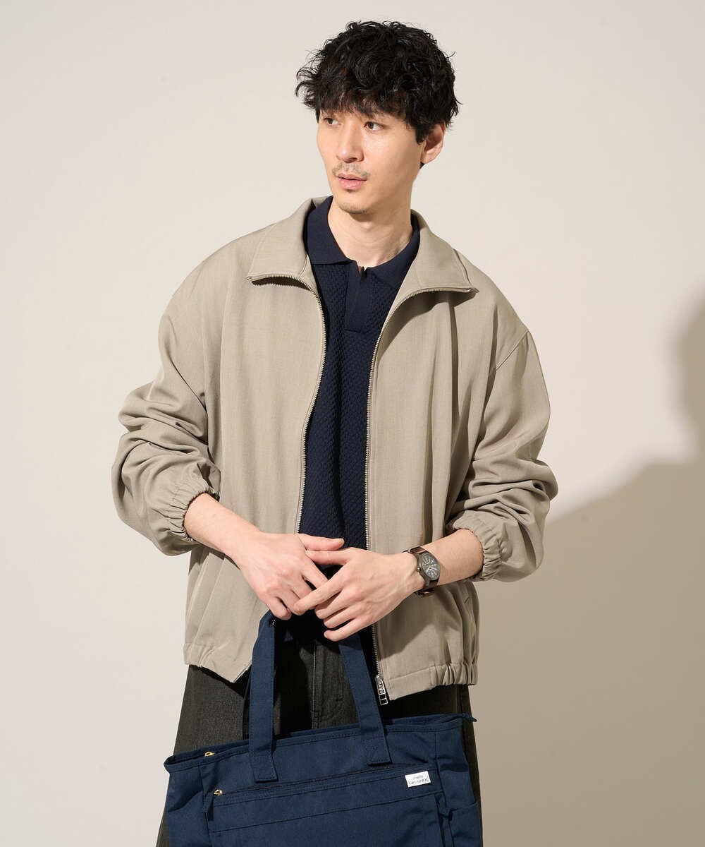 KHFED21069 a.v.v MEN(アー・ヴェ・ヴェ) 【洗濯機で洗える】ポップコーンスキッパーニットポロ ネイビー