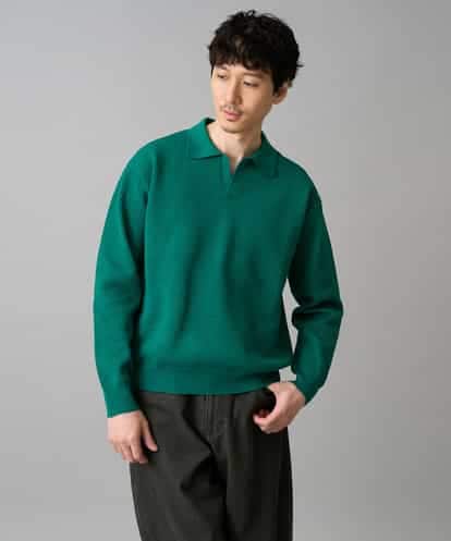 KHFED21069 a.v.v MEN 【洗濯機で洗える】ポップコーンスキッパーニットポロ